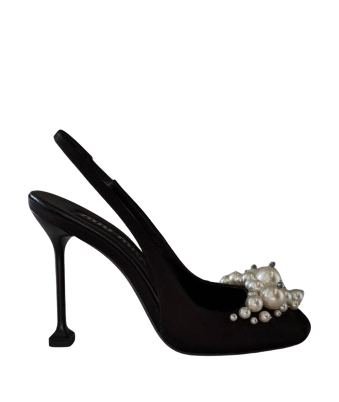 MIU MIU Черные текстильные босоножки, фото 1