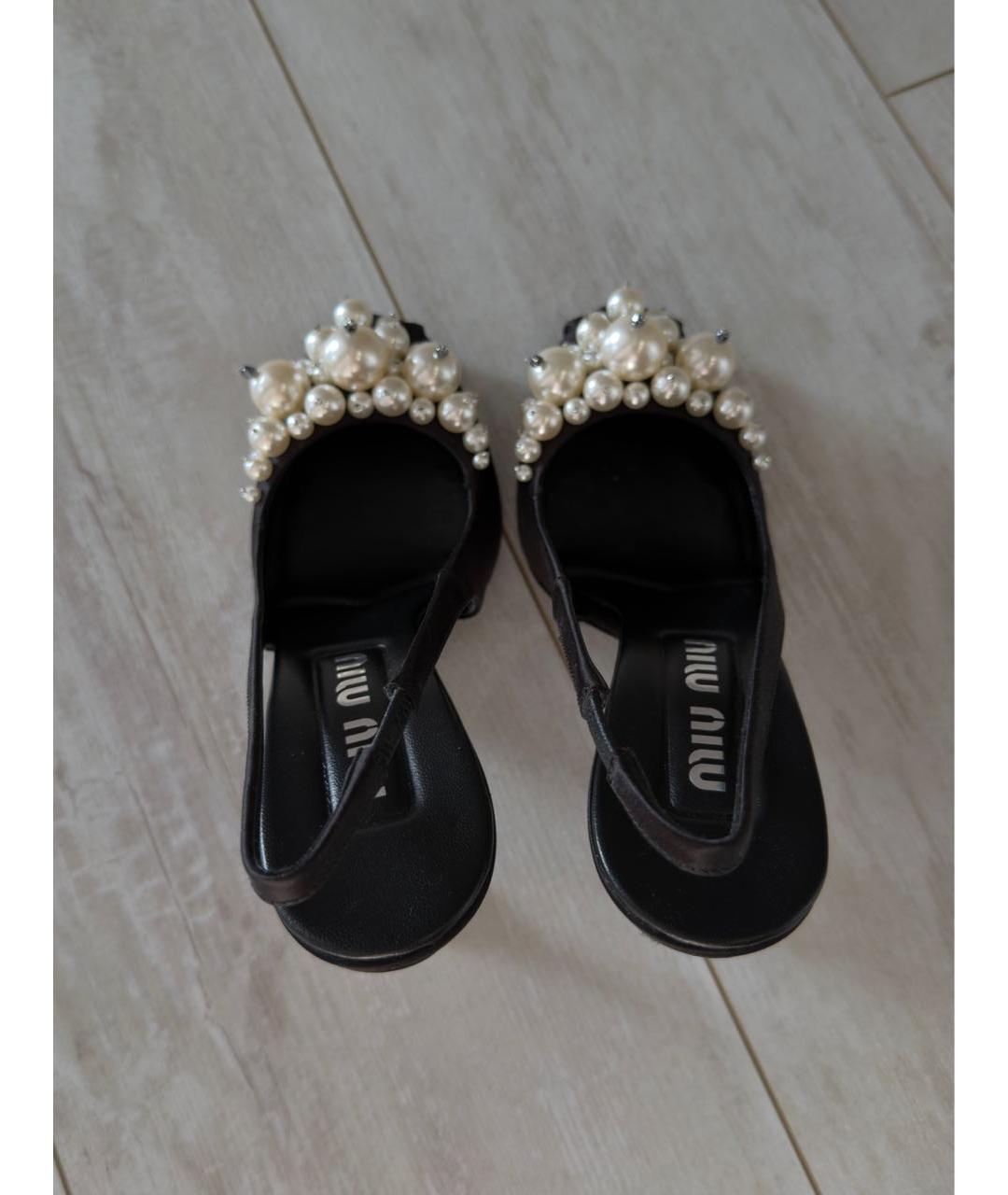 MIU MIU Черные текстильные босоножки, фото 3