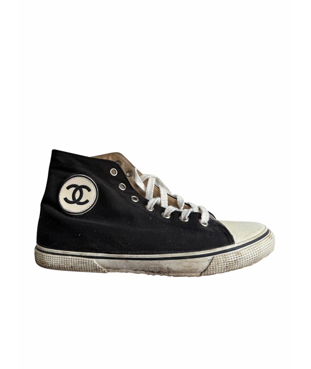 CHANEL Черные текстильные кеды, фото 1