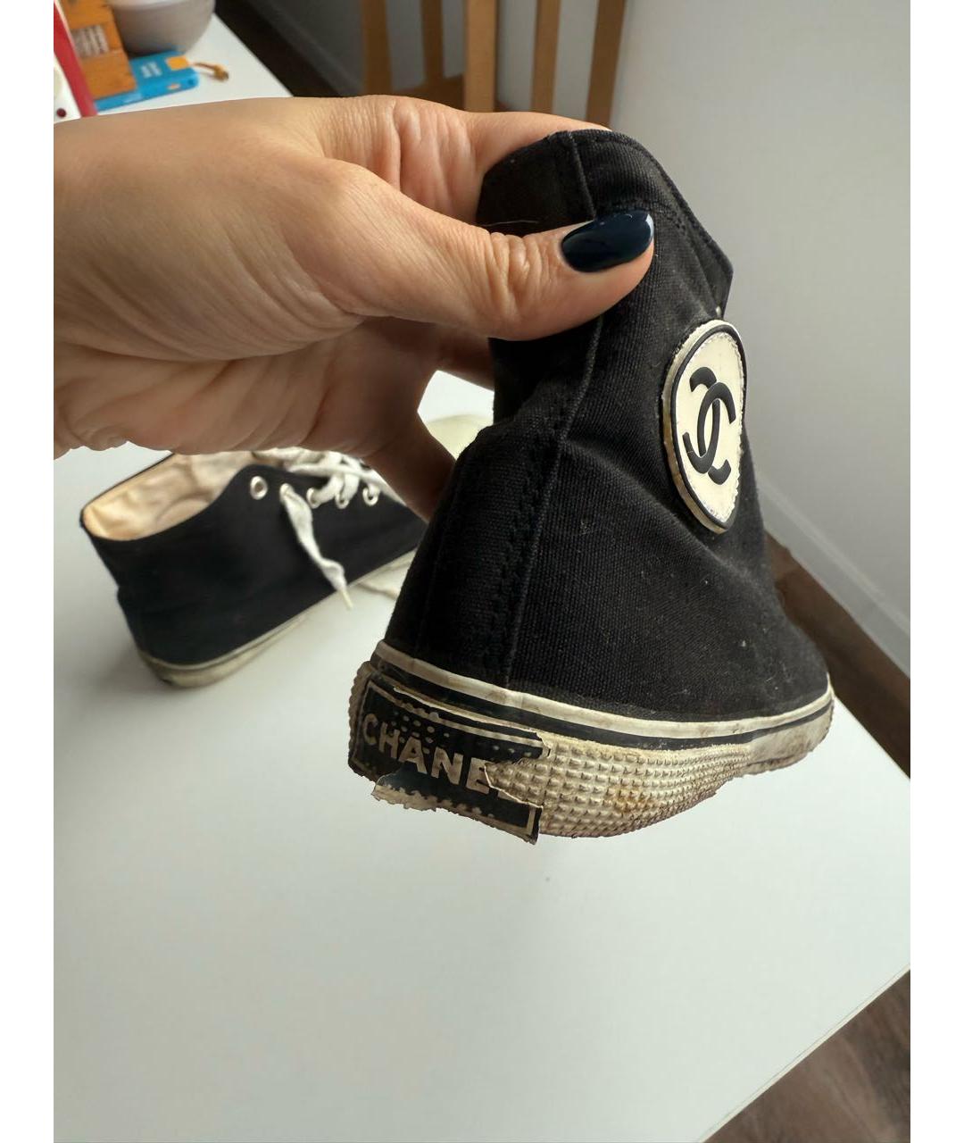 CHANEL Черные текстильные кеды, фото 7