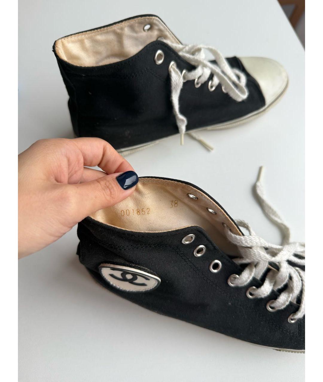 CHANEL Черные текстильные кеды, фото 6