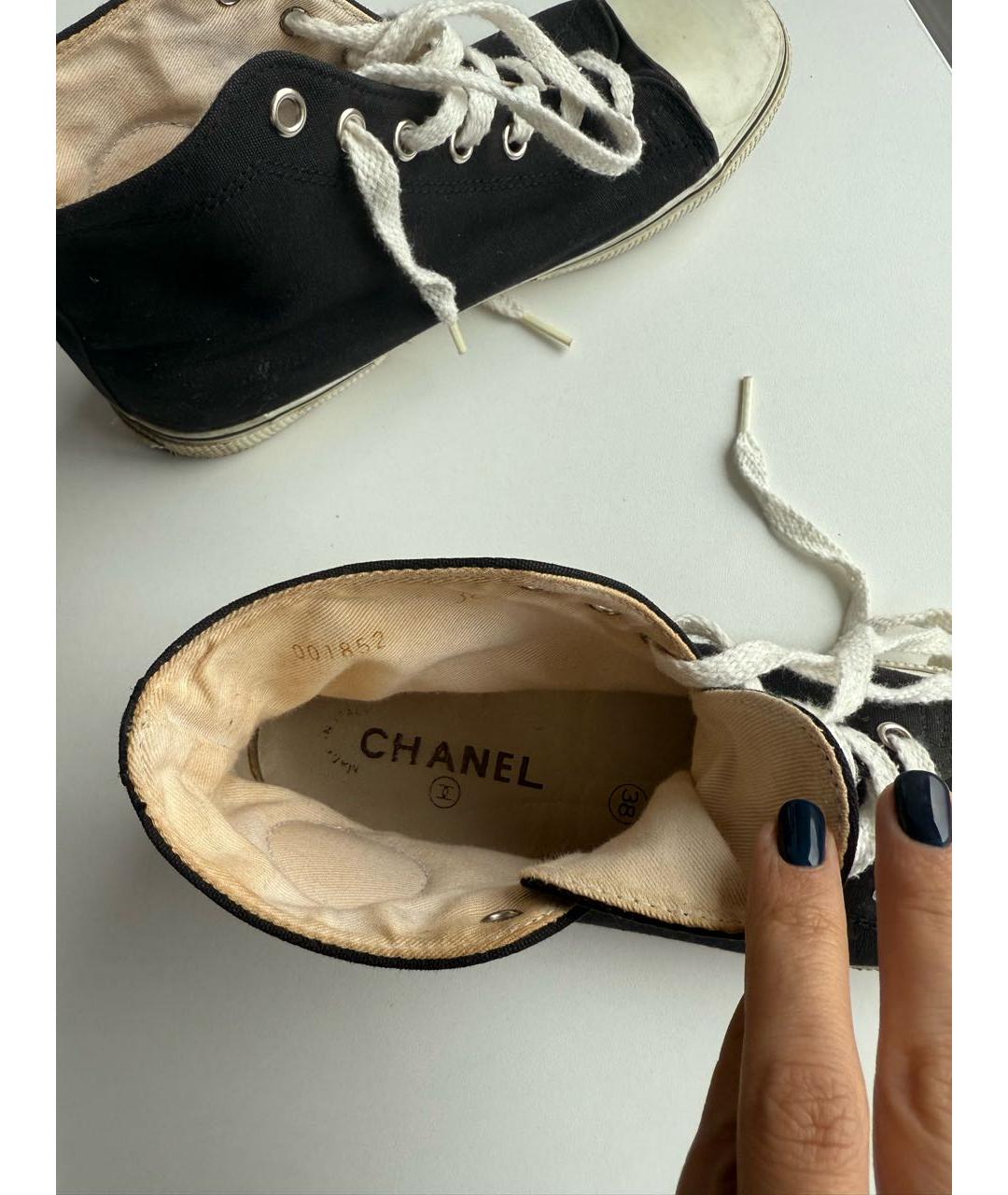 CHANEL Черные текстильные кеды, фото 5