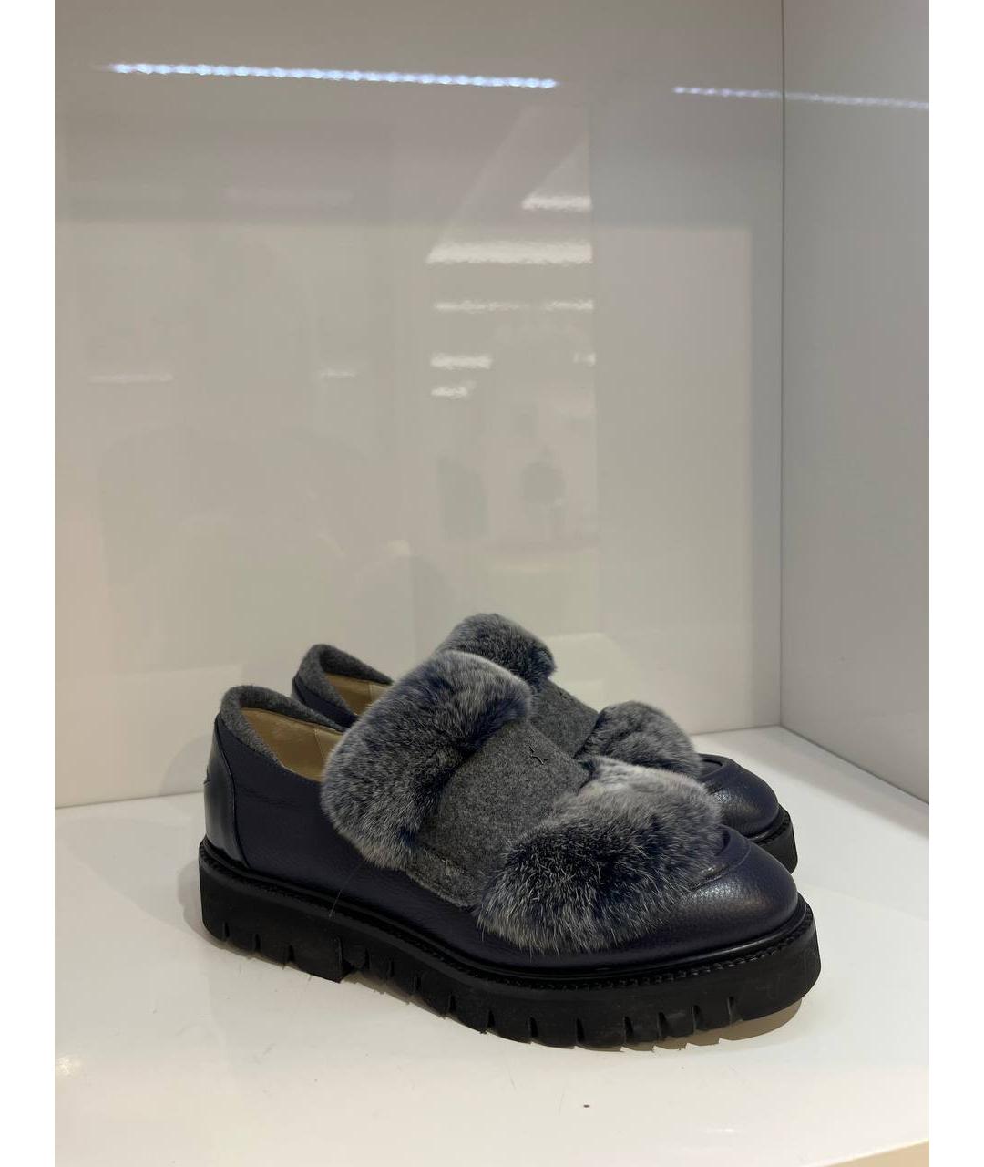 LORENA ANTONIAZZI Синие кожаные лоферы, фото 3