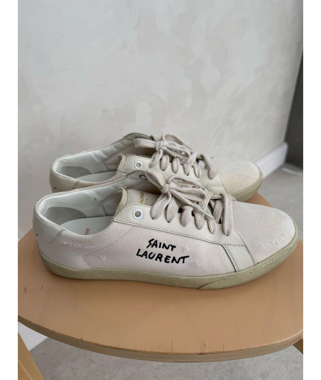 SAINT LAURENT Бежевые кожаные кеды, фото 7