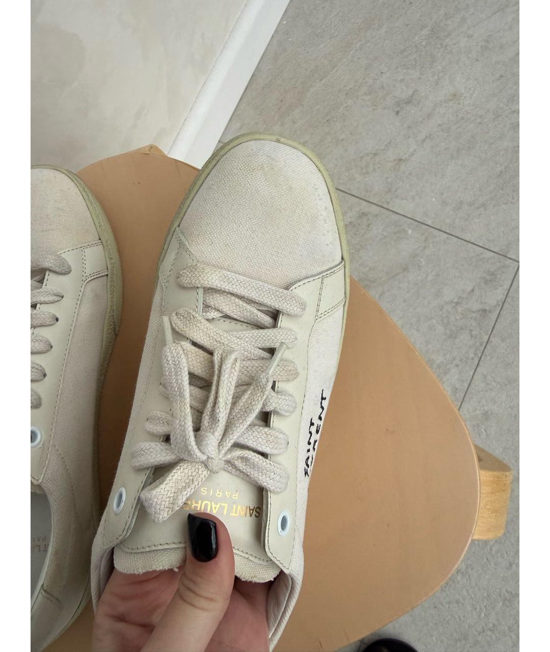 SAINT LAURENT Бежевые кожаные кеды, фото 4