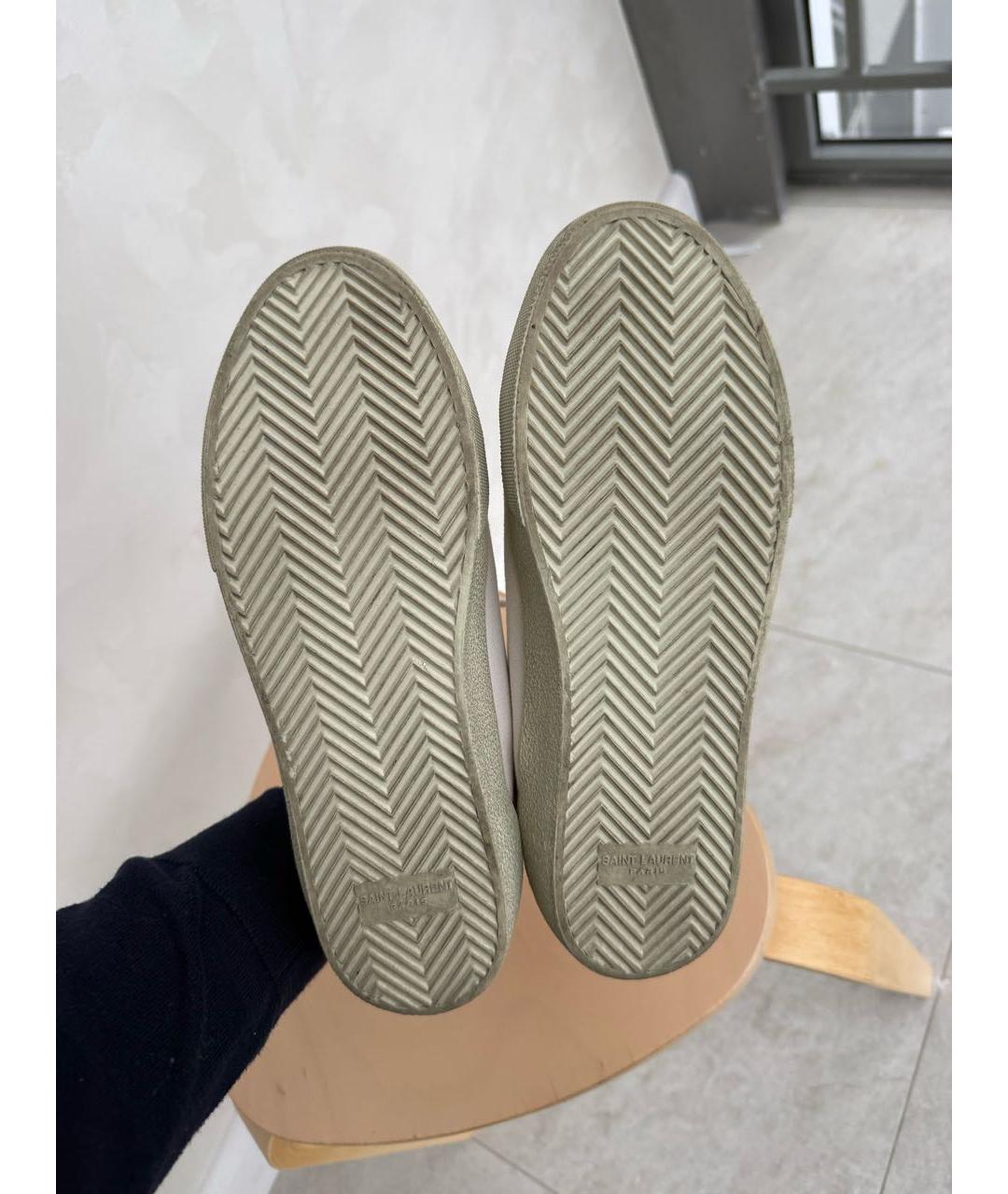 SAINT LAURENT Бежевые кожаные кеды, фото 3