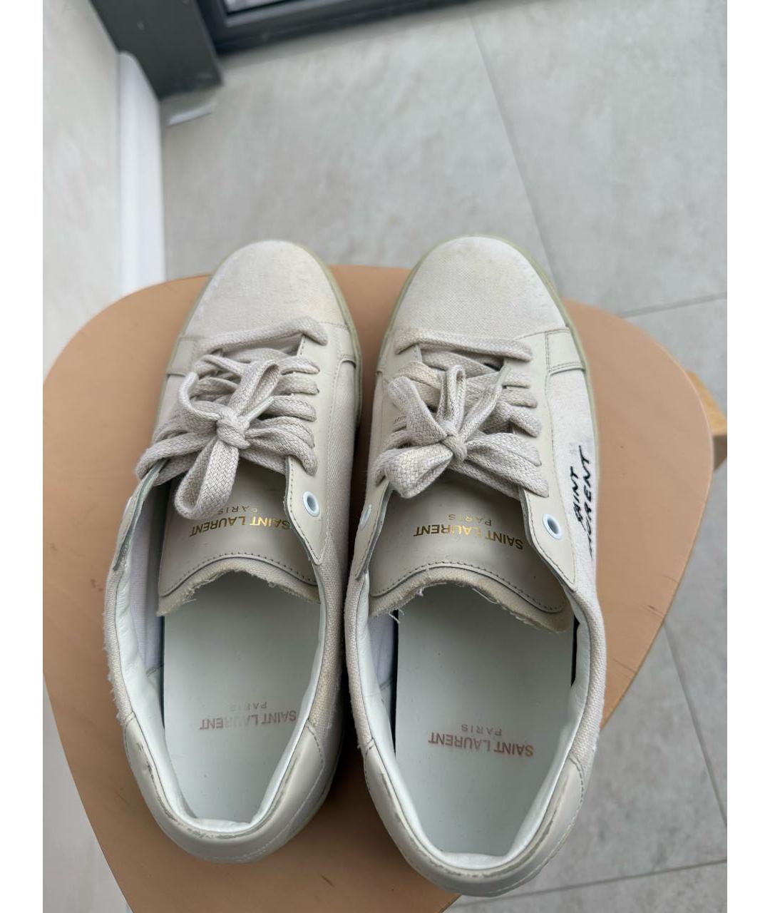 SAINT LAURENT Бежевые кожаные кеды, фото 2