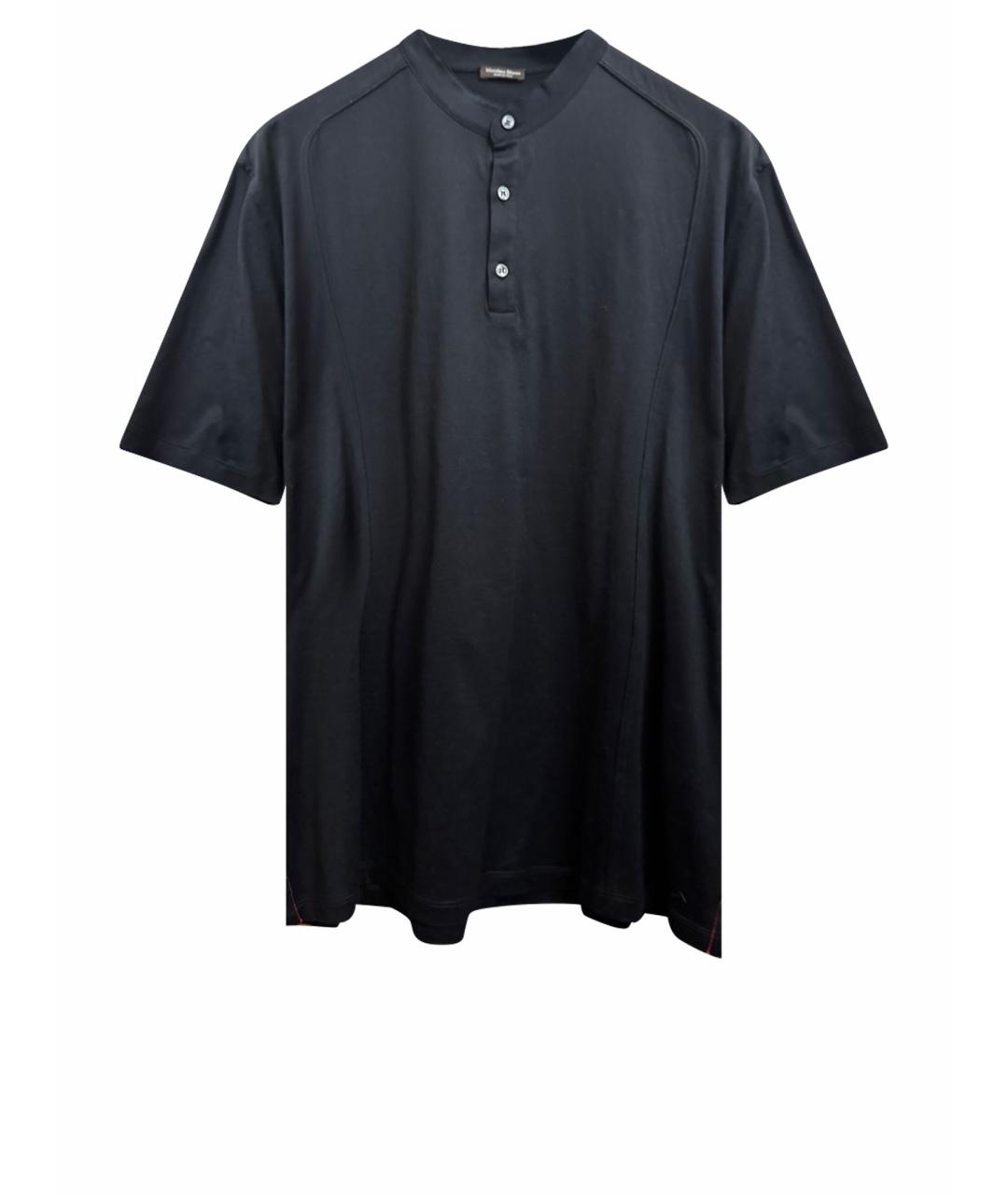 MASSIMO SFORZA Черное хлопковое поло с коротким рукавом, фото 1