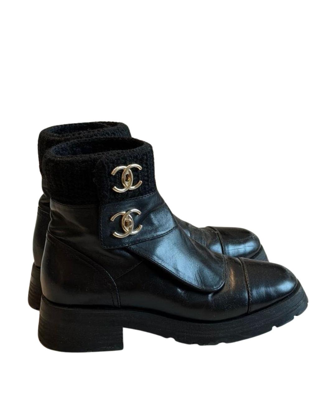 CHANEL Черные кожаные ботинки, фото 7