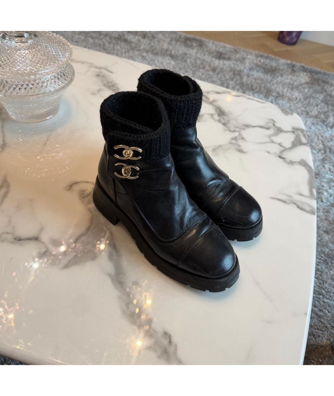 CHANEL Черные кожаные ботинки, фото 2
