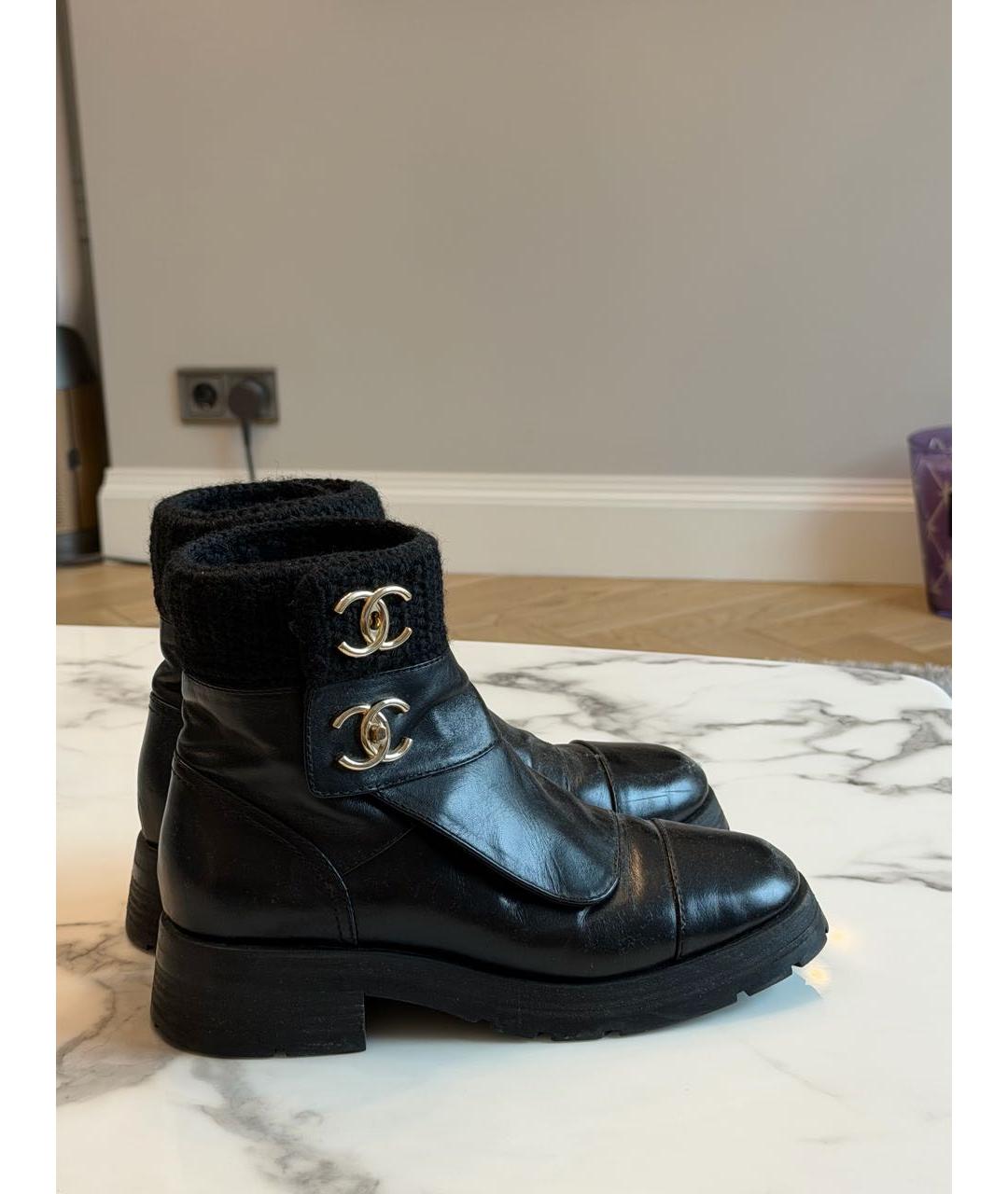 CHANEL Черные кожаные ботинки, фото 6