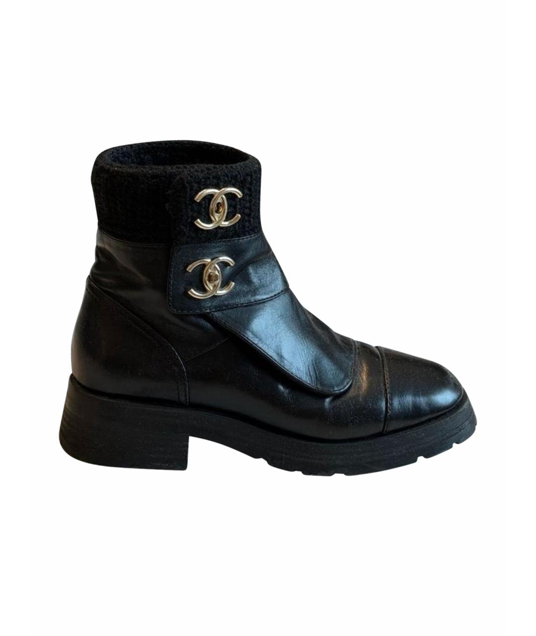 CHANEL Черные кожаные ботинки, фото 1