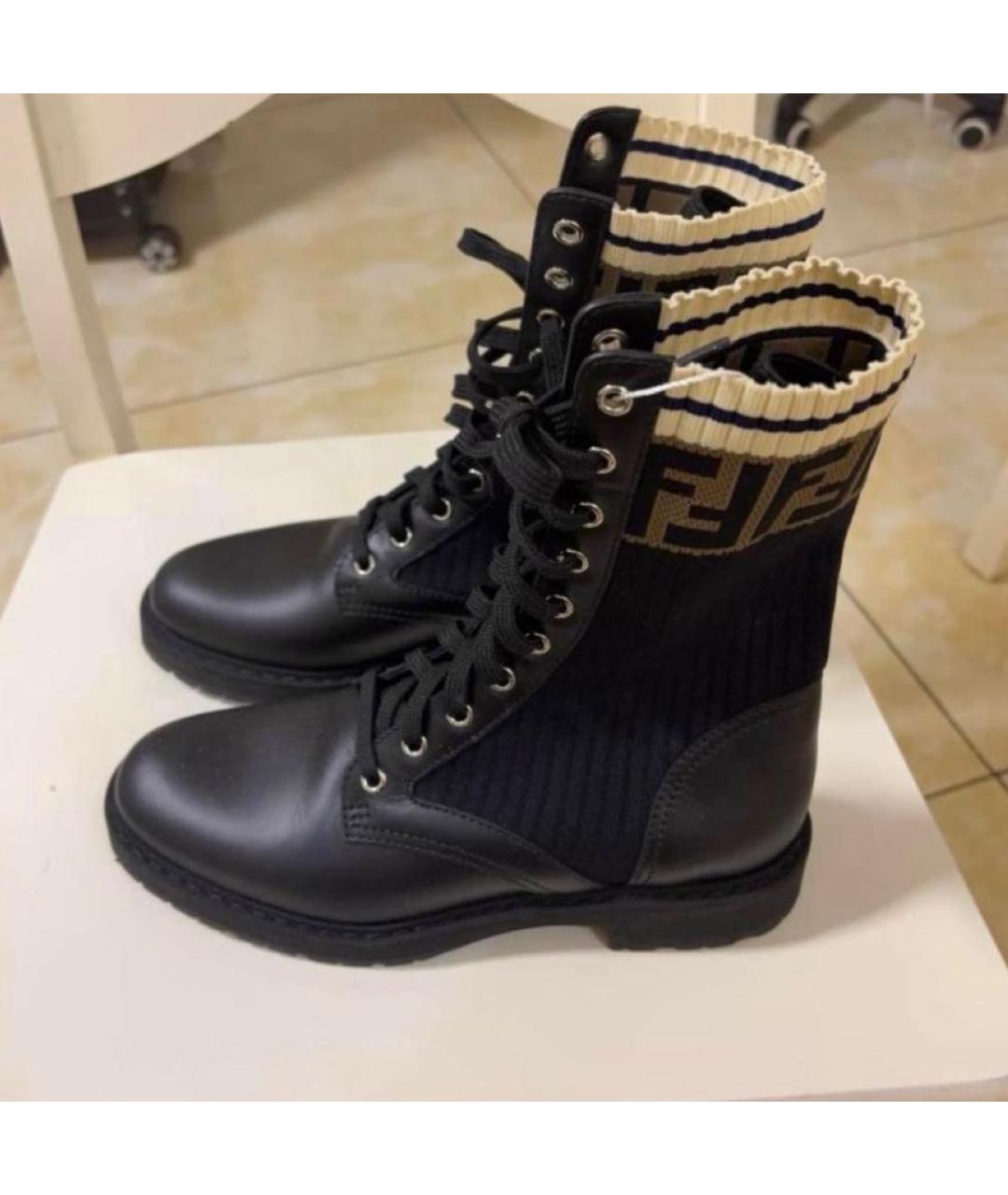 FENDI Черные кожаные ботинки, фото 4