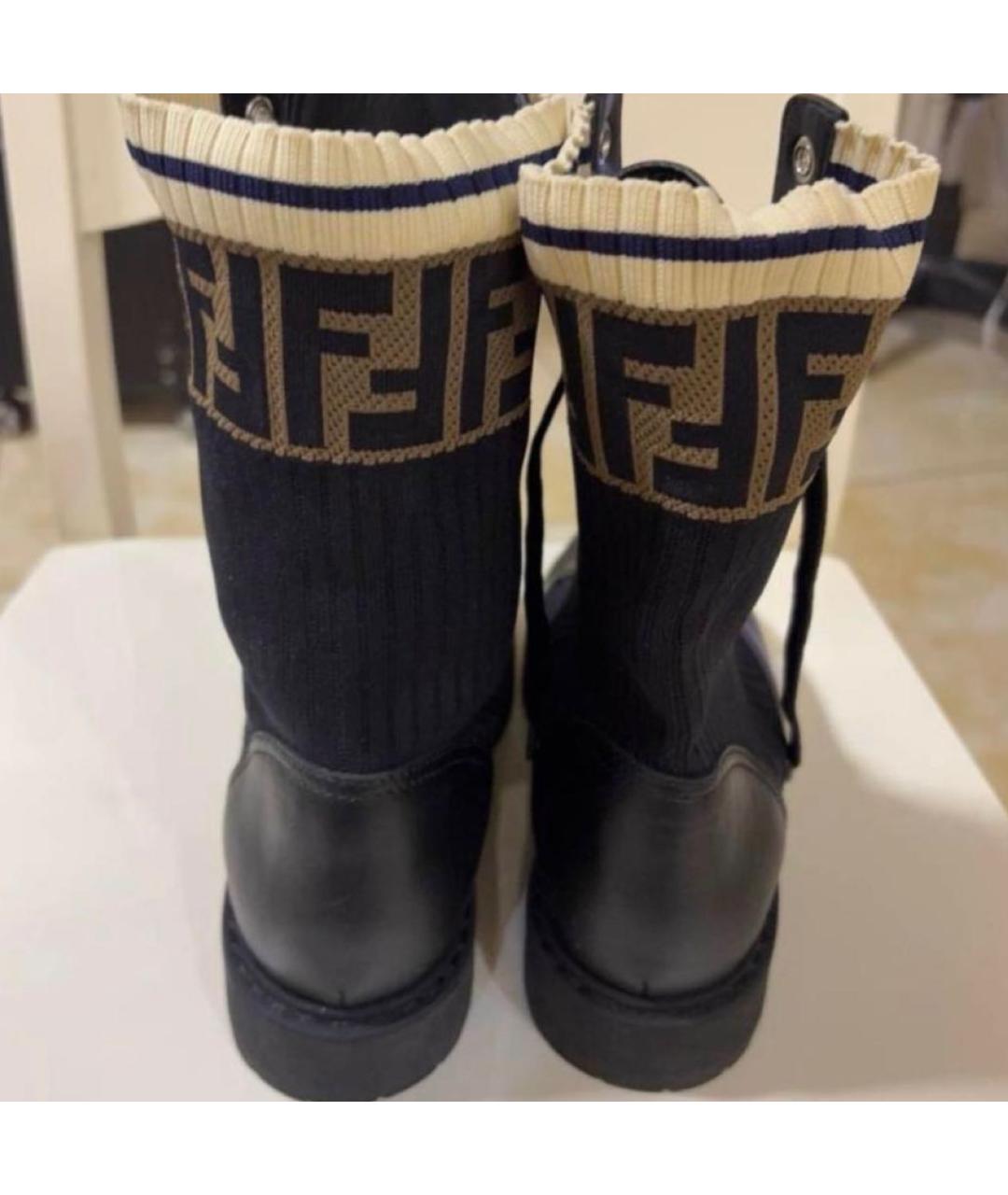 FENDI Черные кожаные ботинки, фото 2