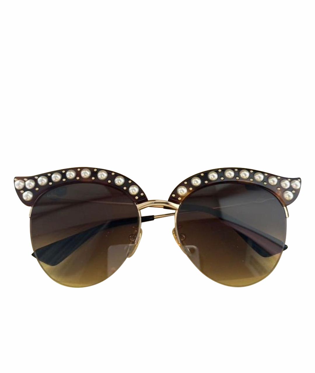 GUCCI Коричневые металлические солнцезащитные очки, фото 1