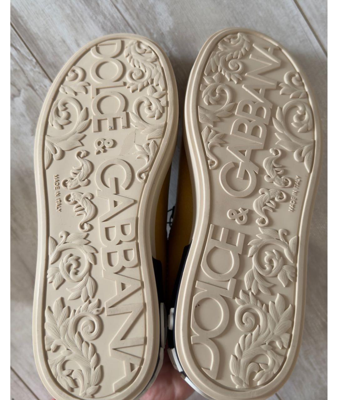 DOLCE&GABBANA Золотые кожаные кеды, фото 6