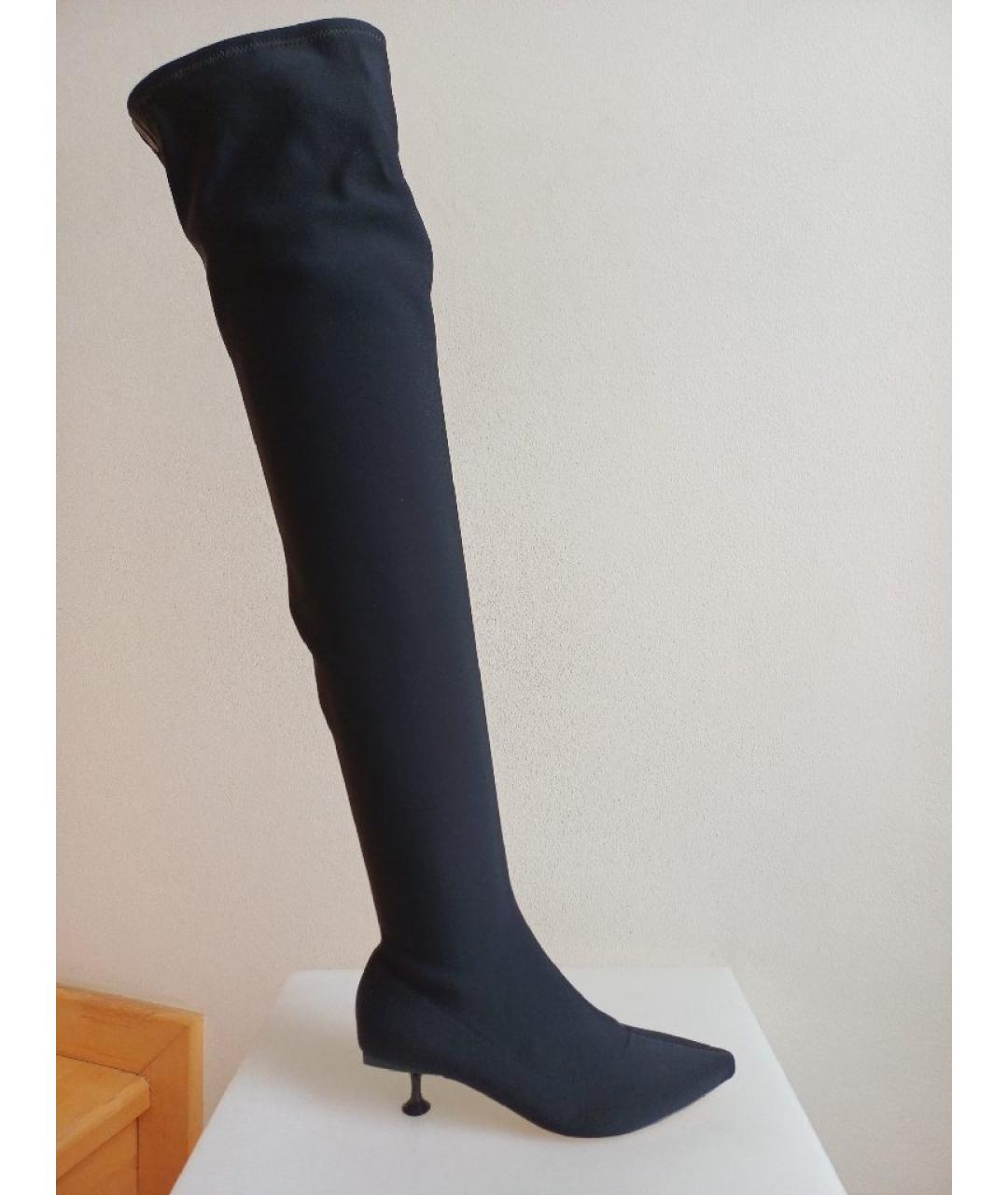 SERGIO ROSSI Черные текстильные ботфорты, фото 10