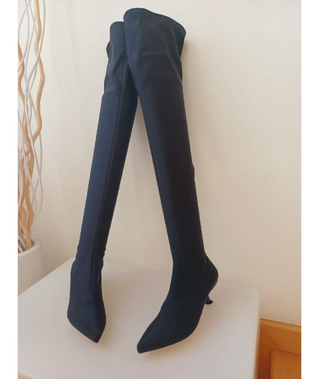 SERGIO ROSSI Черные текстильные ботфорты, фото 4