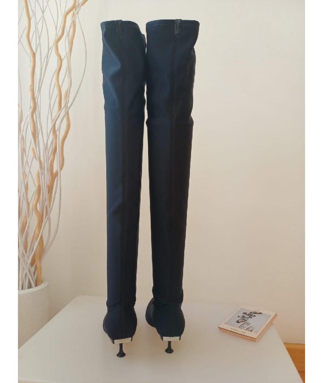 SERGIO ROSSI Черные текстильные ботфорты, фото 8