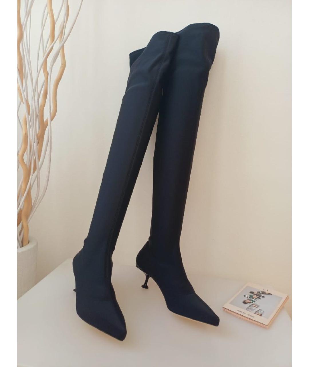 SERGIO ROSSI Черные текстильные ботфорты, фото 5