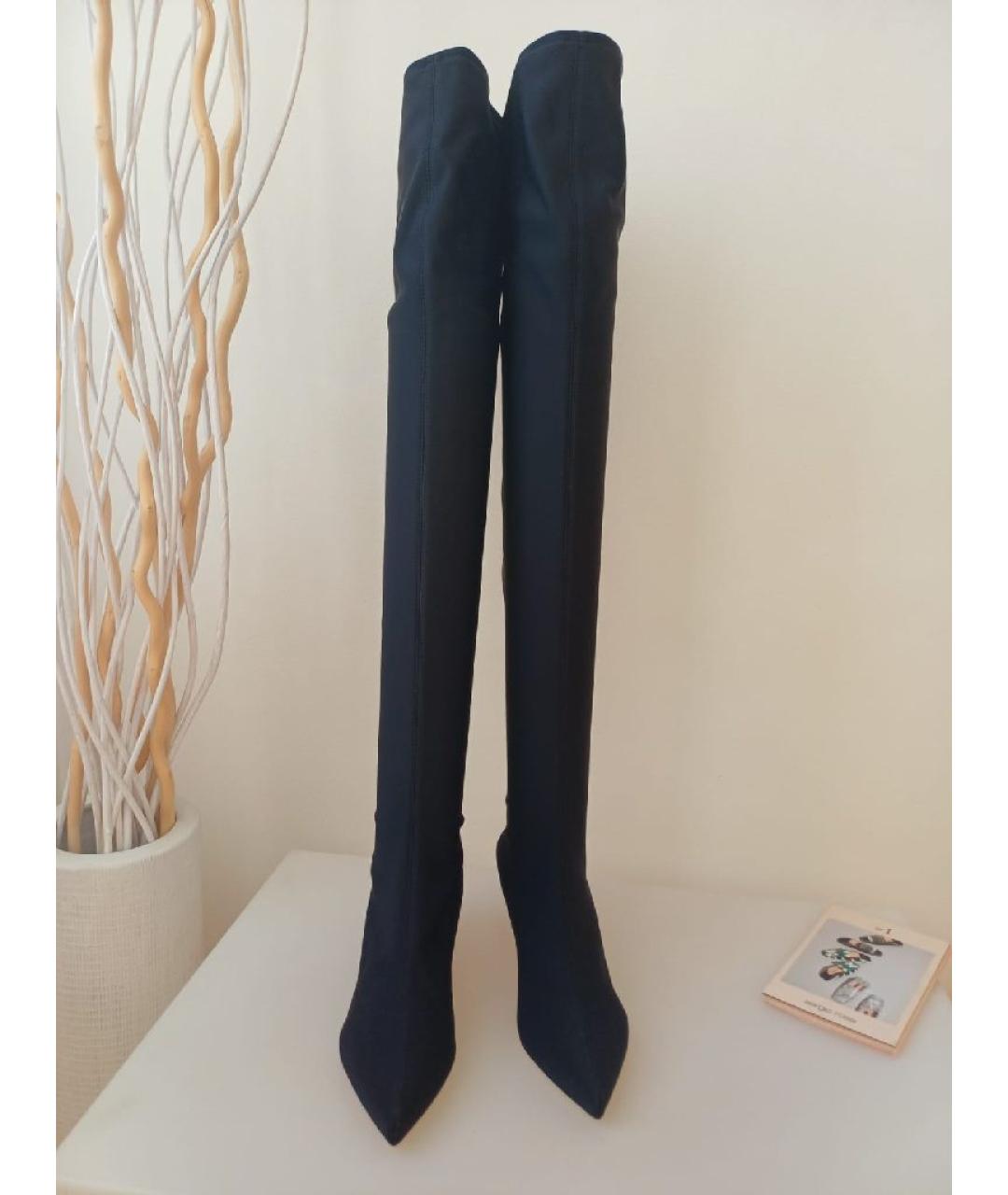 SERGIO ROSSI Черные текстильные ботфорты, фото 7