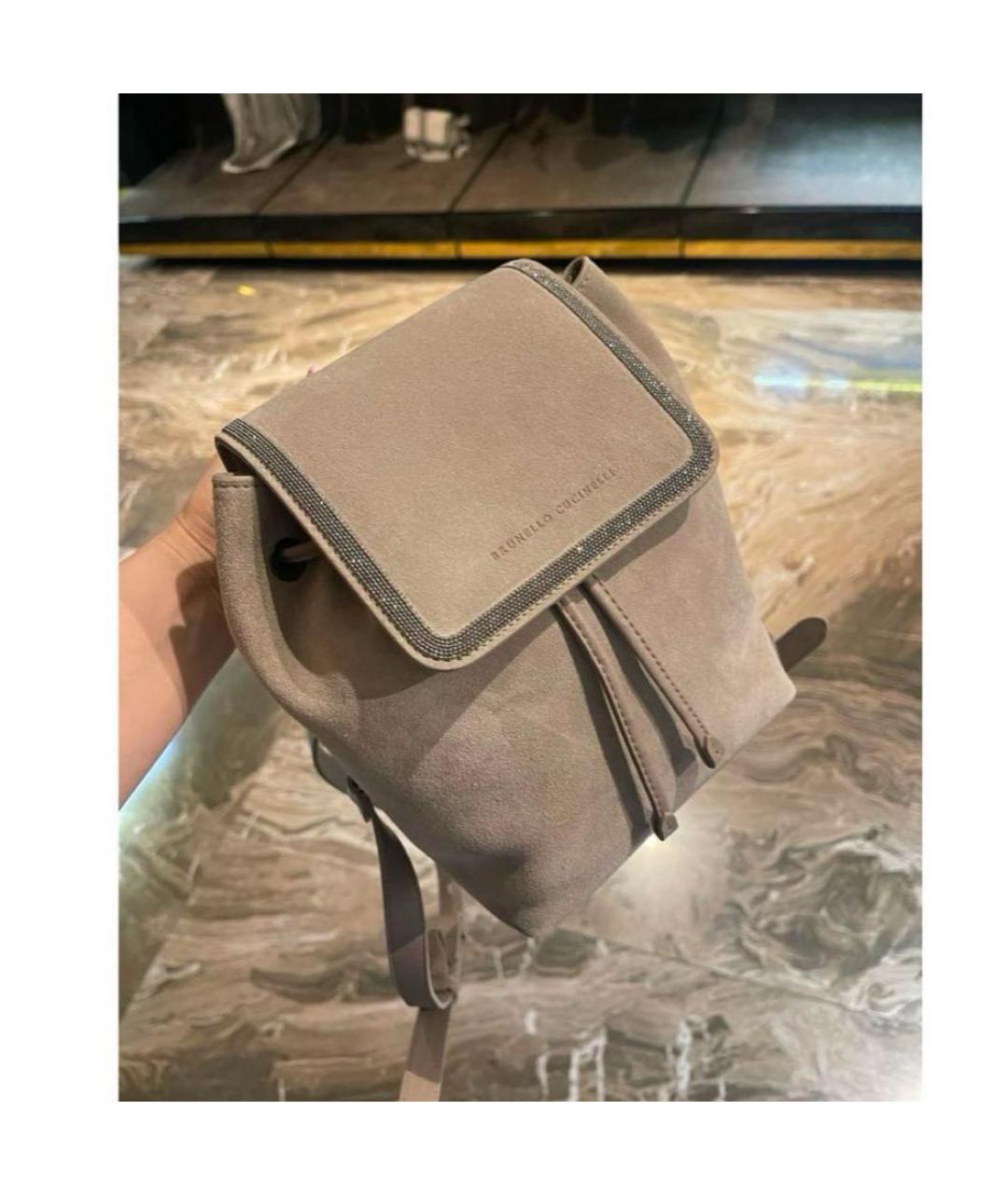 BRUNELLO CUCINELLI Серый замшевый рюкзак, фото 2