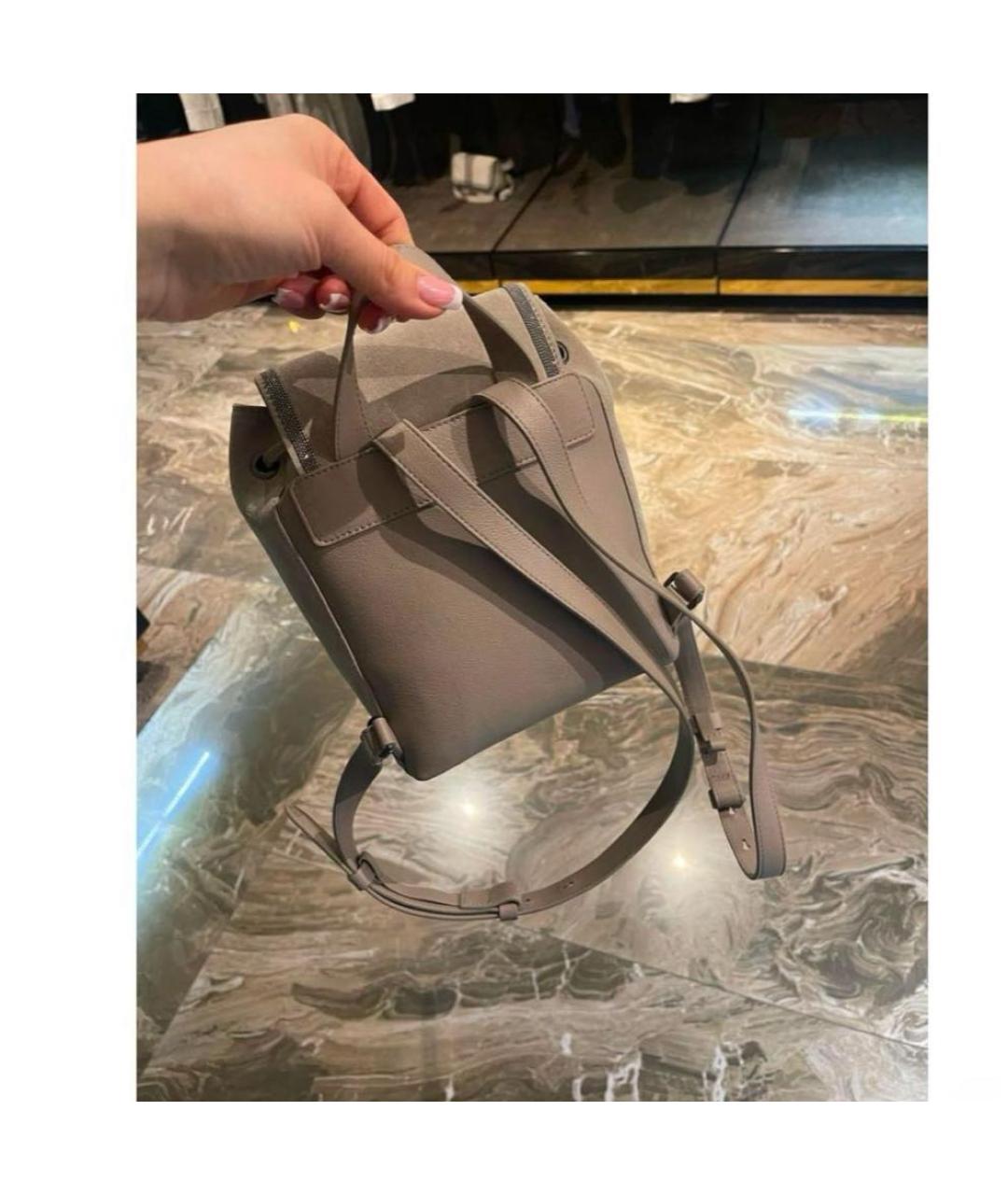 BRUNELLO CUCINELLI Серый замшевый рюкзак, фото 3