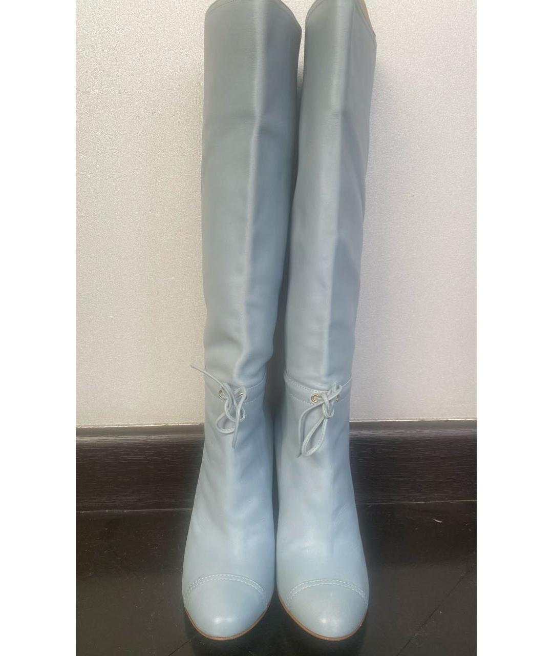 CHANEL Голубые кожаные сапоги, фото 2