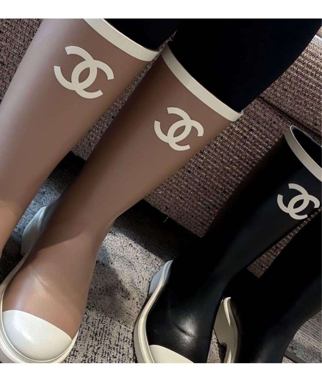 CHANEL Коричневые резиновые сапоги, фото 2