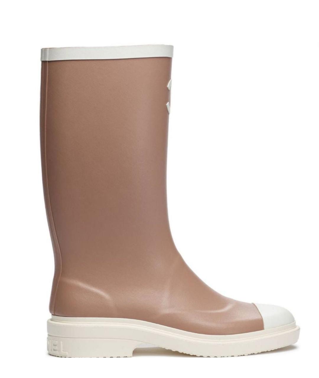 CHANEL Коричневые резиновые сапоги, фото 1