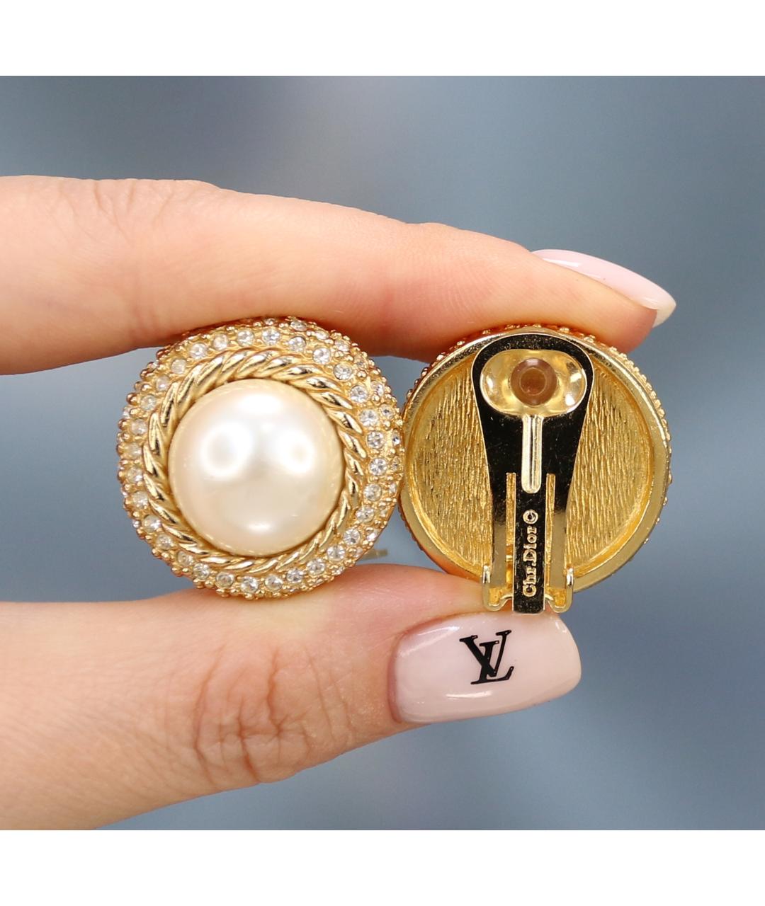 CHRISTIAN DIOR Золотые позолоченные клипсы, фото 5