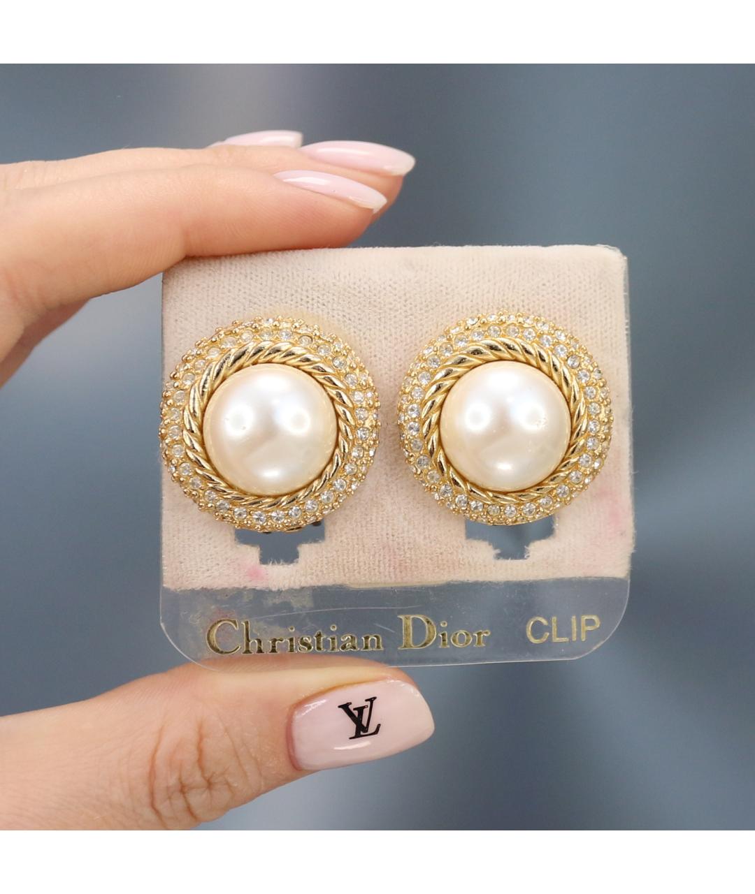 CHRISTIAN DIOR Золотые позолоченные клипсы, фото 10