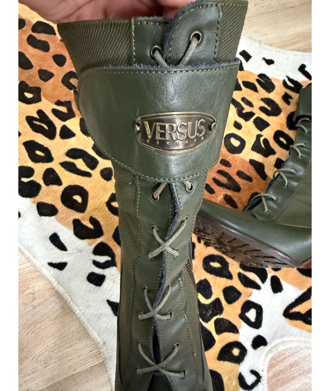 VERSUS VERSACE Хаки кожаные ботильоны, фото 4