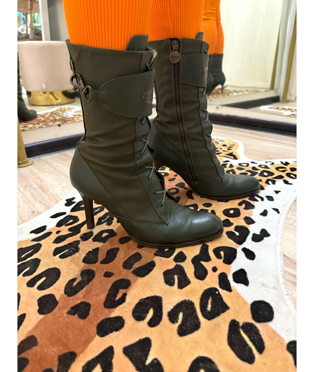 VERSUS VERSACE Хаки кожаные ботильоны, фото 8