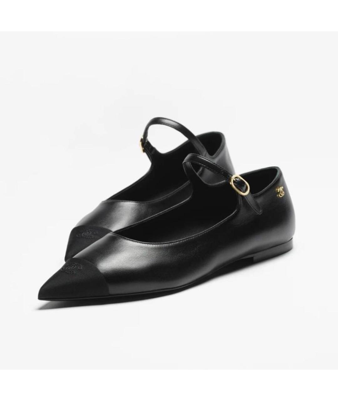 CHANEL Черные кожаные балетки, фото 2