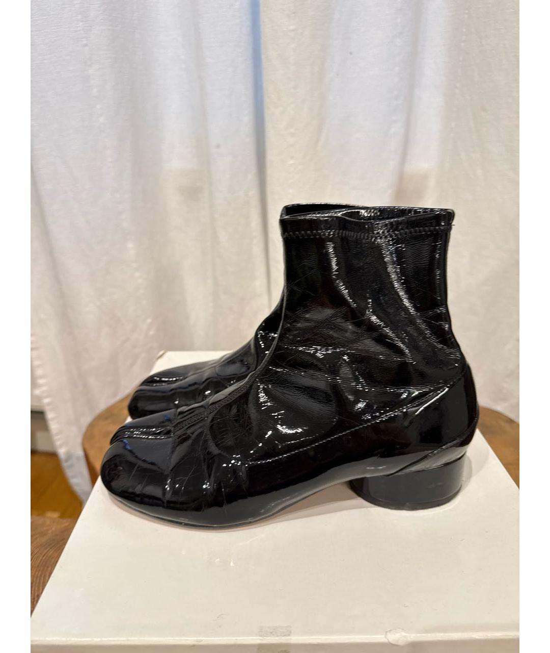 MAISON MARGIELA Черные ботинки из лакированной кожи, фото 7