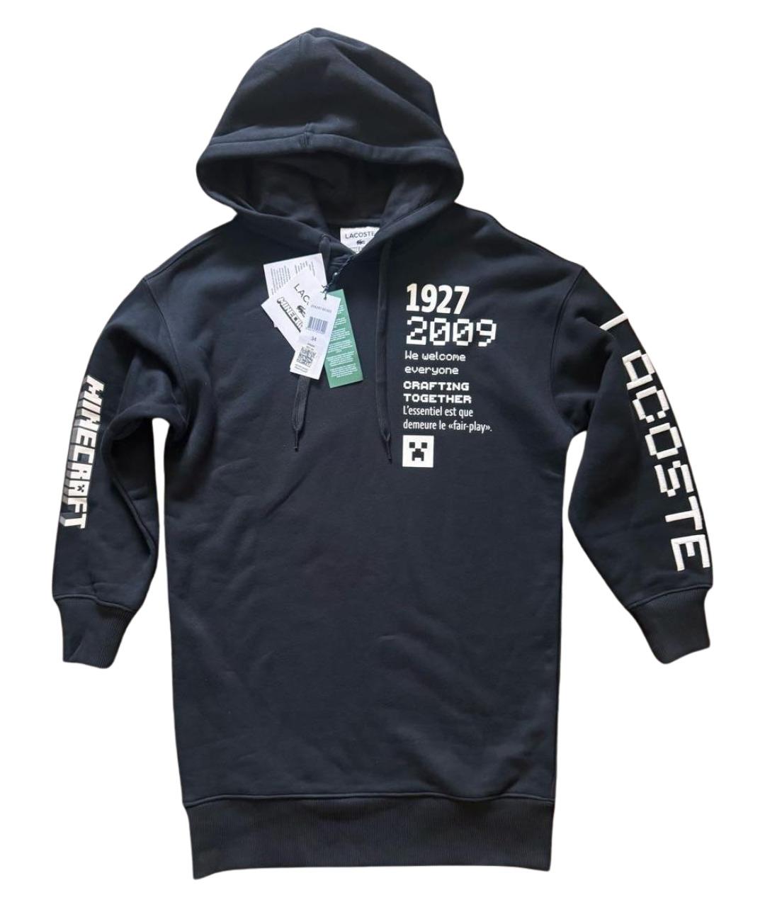 LACOSTE Черное хлопковое повседневное платье, фото 1