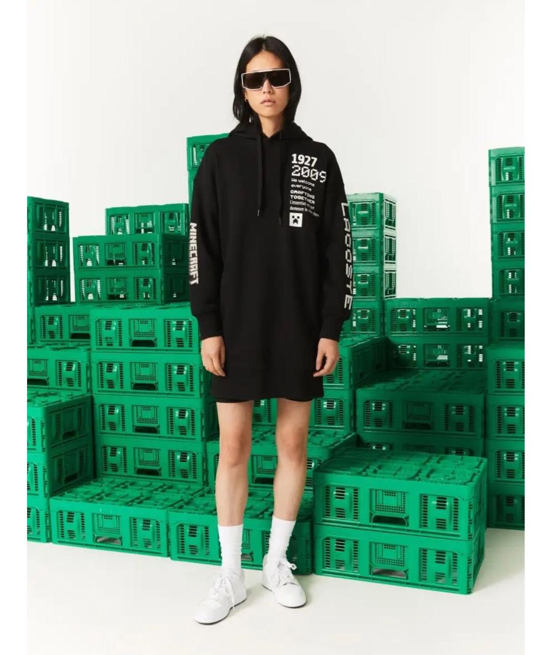 LACOSTE Черное хлопковое повседневное платье, фото 2