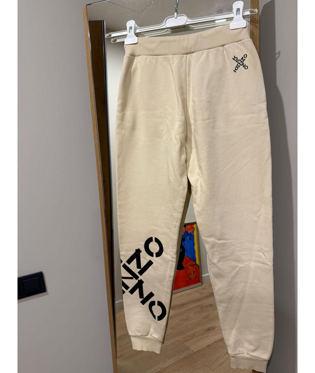 KENZO Бежевые хлопковые спортивные брюки и шорты, фото 2