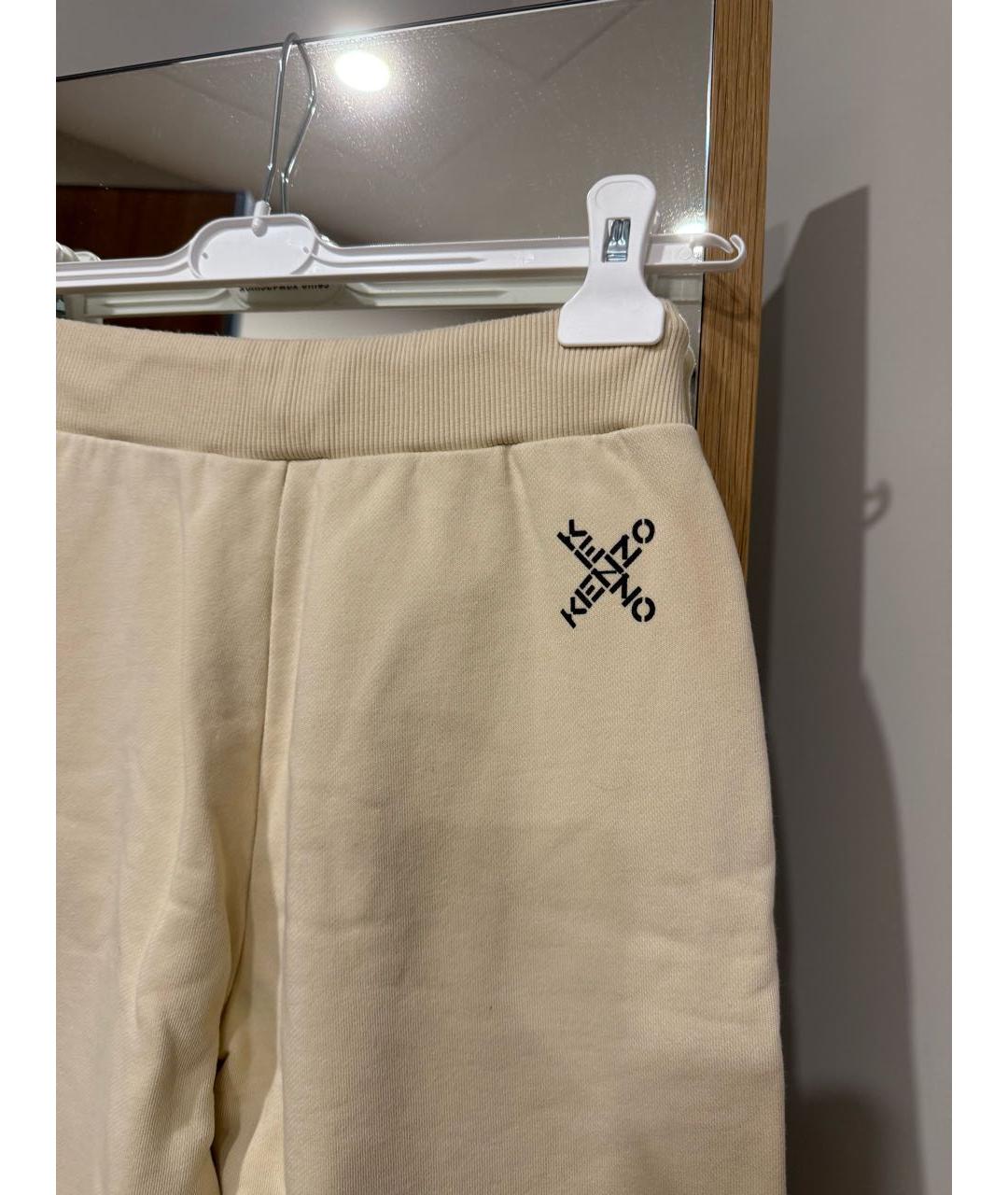 KENZO Бежевые хлопковые спортивные брюки и шорты, фото 4