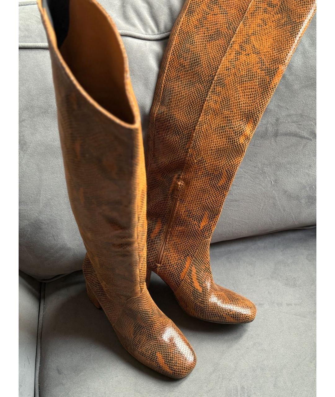 PINKO Коричневые кожаные сапоги, фото 2