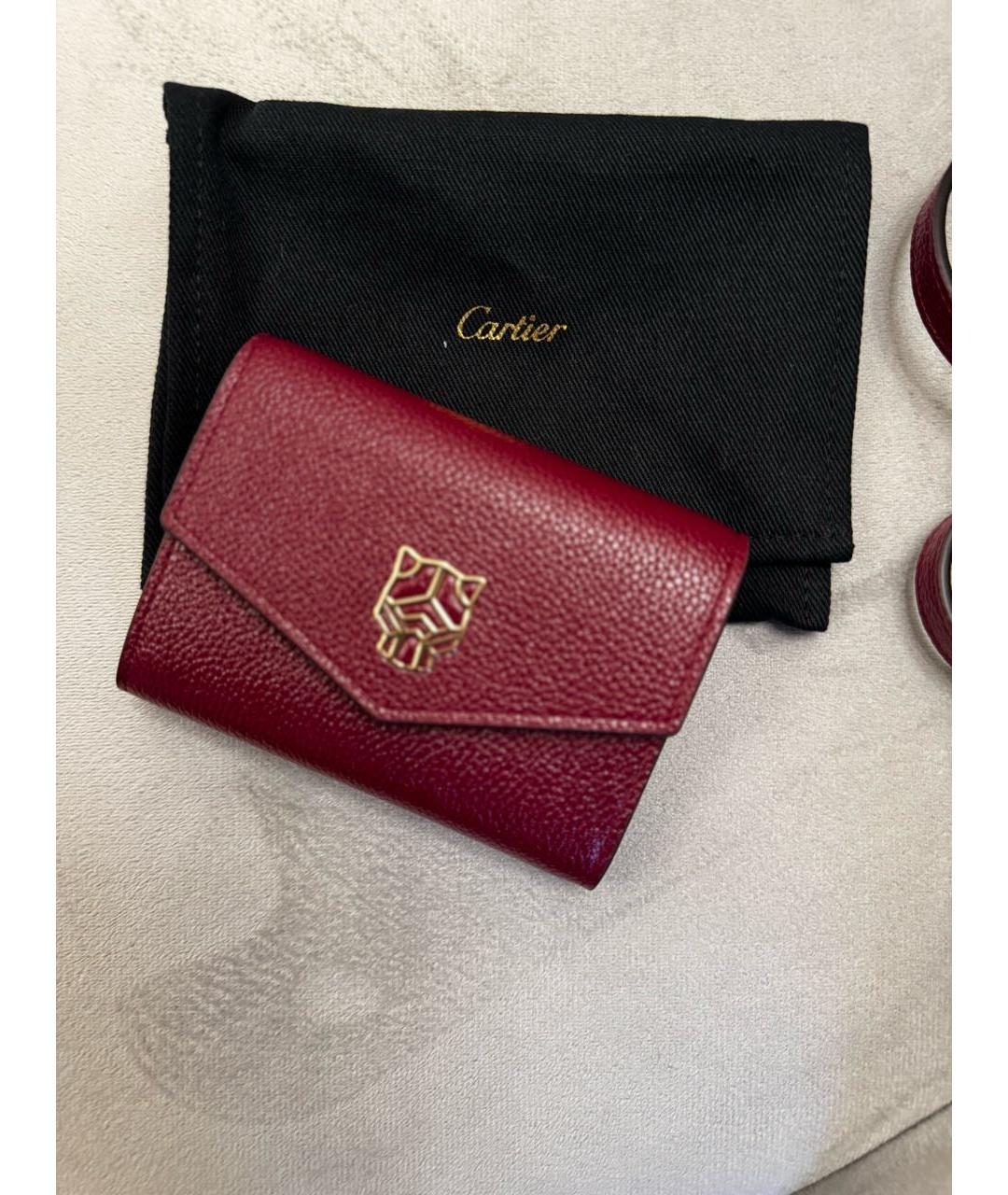 CARTIER Бордовый кожаный кошелек, фото 5