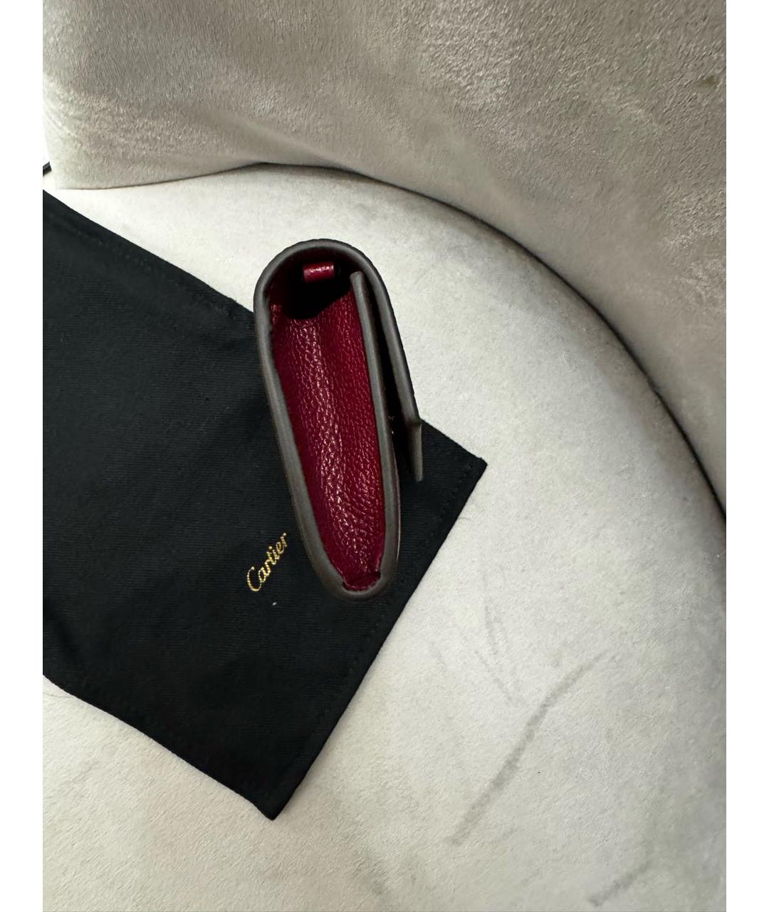 CARTIER Бордовый кожаный кошелек, фото 4