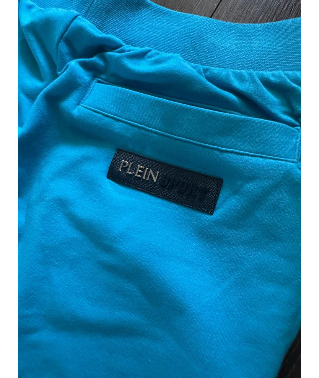 PLEIN SPORT Голубые хлопковые спортивные брюки и шорты, фото 8