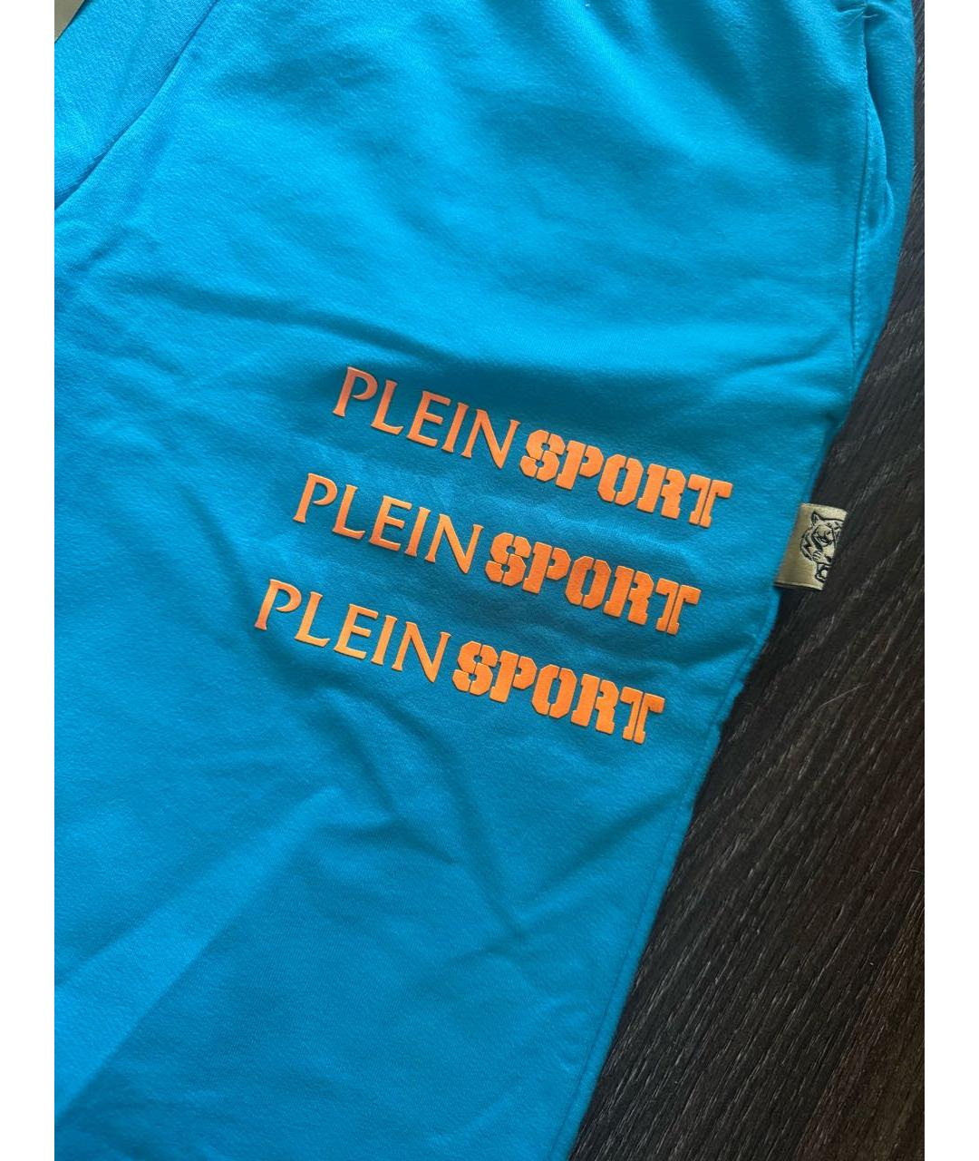 PLEIN SPORT Голубые хлопковые спортивные брюки и шорты, фото 7