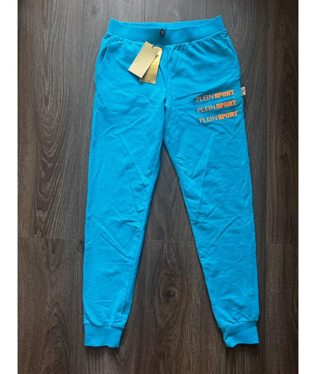 PLEIN SPORT Голубые хлопковые спортивные брюки и шорты, фото 9