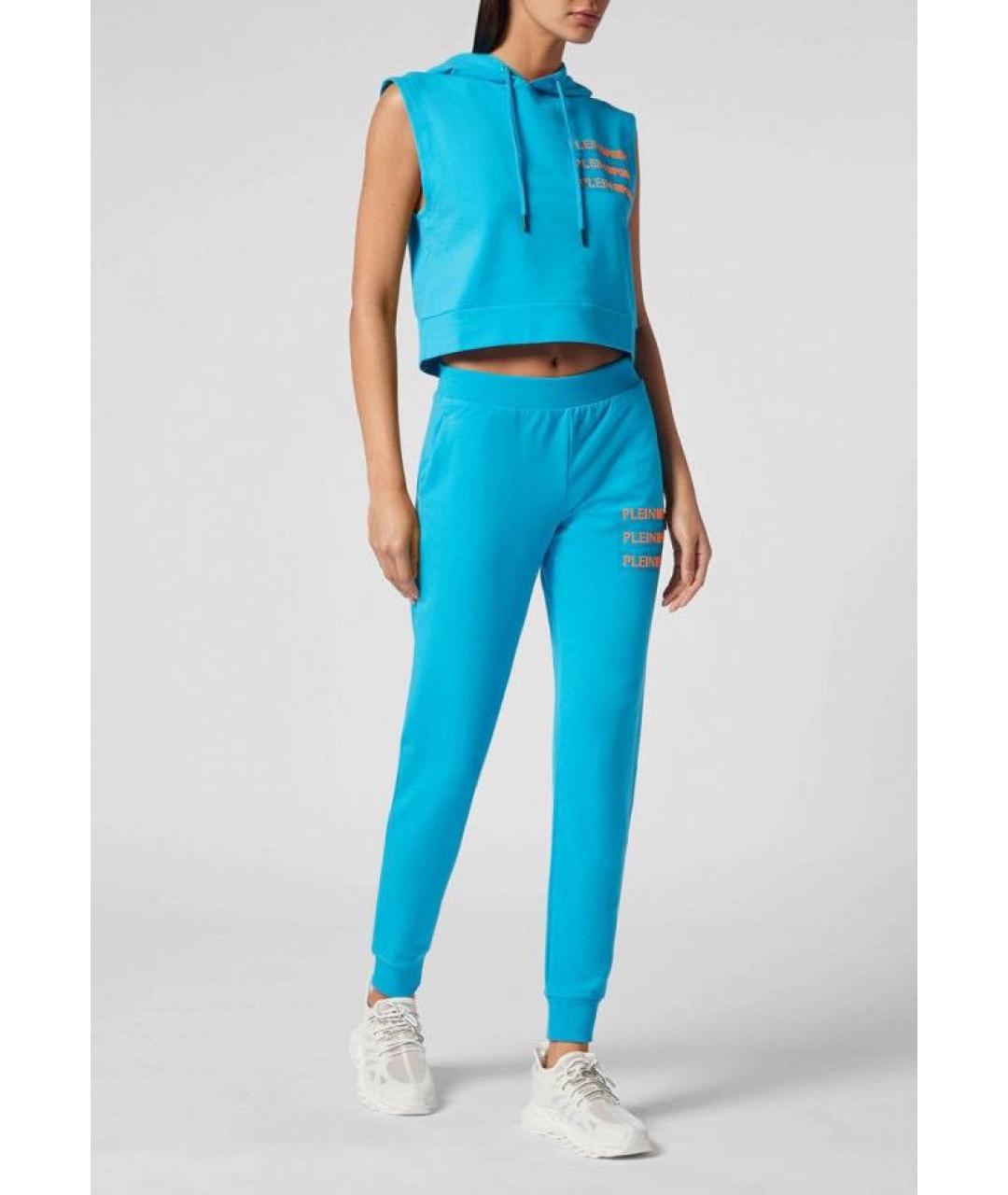 PLEIN SPORT Голубые хлопковые спортивные брюки и шорты, фото 2