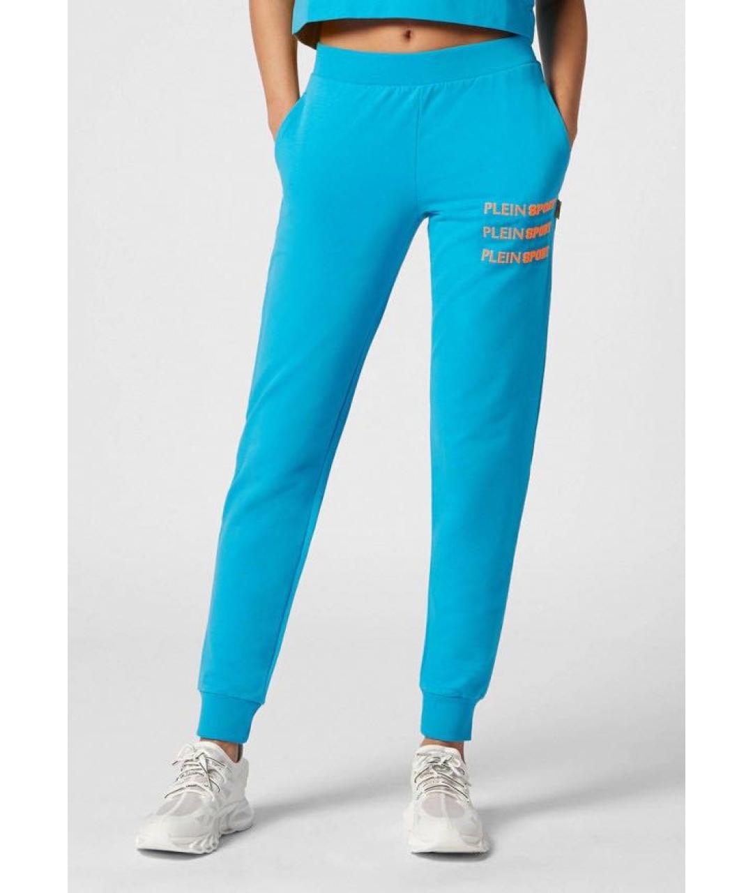 PLEIN SPORT Голубые хлопковые спортивные брюки и шорты, фото 3