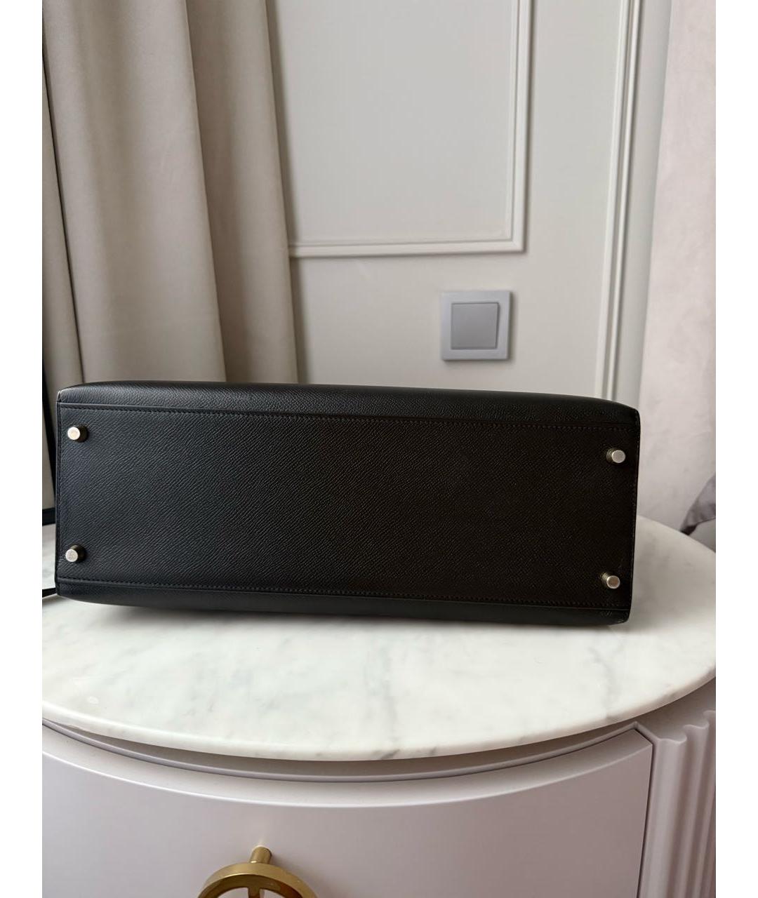 HERMES Черная кожаная сумка с короткими ручками, фото 8