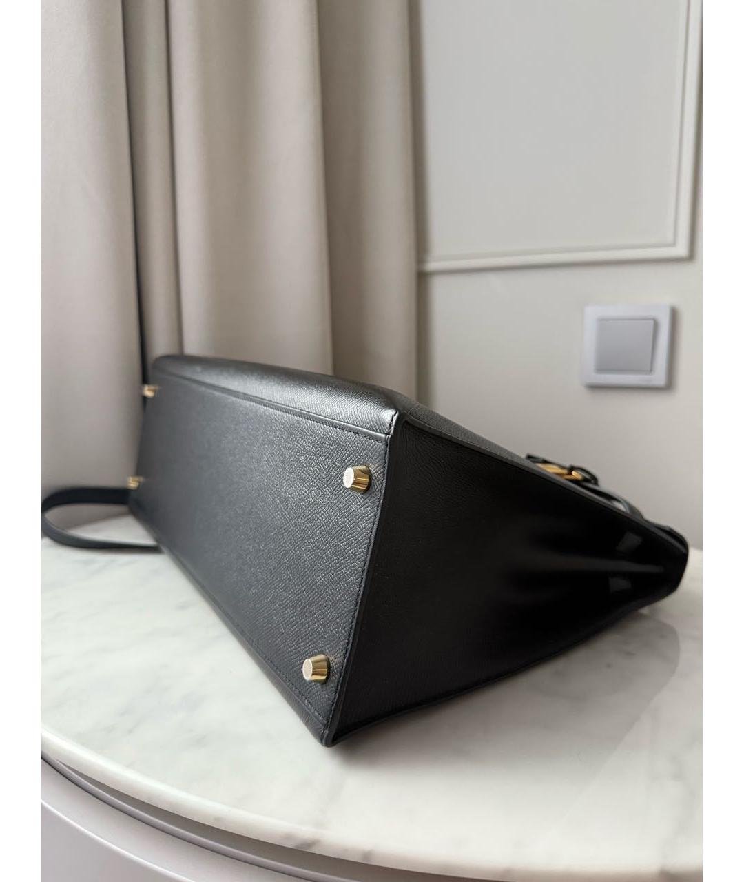 HERMES Черная кожаная сумка с короткими ручками, фото 7
